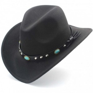 Balaclavas Women's Western Cowboy Hat with Roll Up Brim Felt Cowgirl Sombrero Caps - Black - CP18M696RHO $38.97