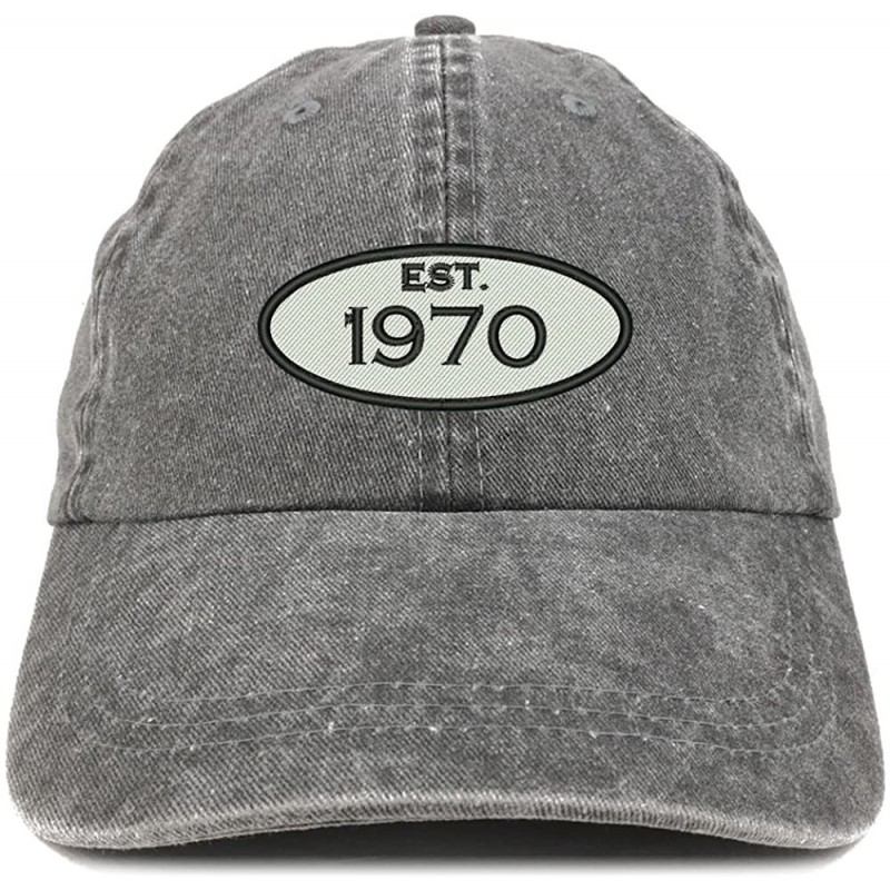 Baseball Caps Established 1970 Embroidered 50th Birthday Gift Pigment Dyed Washed Cotton Cap - Black - CB180MA4899 $32.30