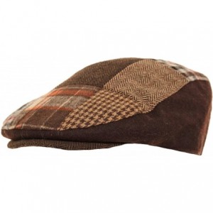 Newsboy Caps Mens Patchwork Winter Flat Cap with Wool - Brown - CB11GOY8M7V $19.78