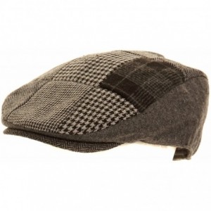 Newsboy Caps Mens Patchwork Winter Flat Cap with Wool - Brown - CB11GOY8M7V $19.04