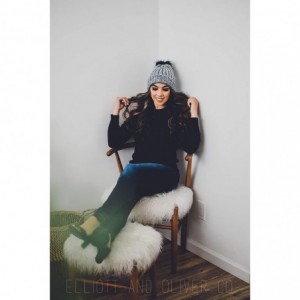 Skullies & Beanies Urban Winter Ribbed Chunky Knit Marled Stretch Cuff Beanie- Hat w/Vegan Fur Pom Pom - Marled Heather Grey ...