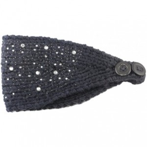 Skullies & Beanies Women Fashion Crochet Rhinestone Headband Knitted Hat Cap Headwrap Band - Dark Grey - CH187ININNO $21.78