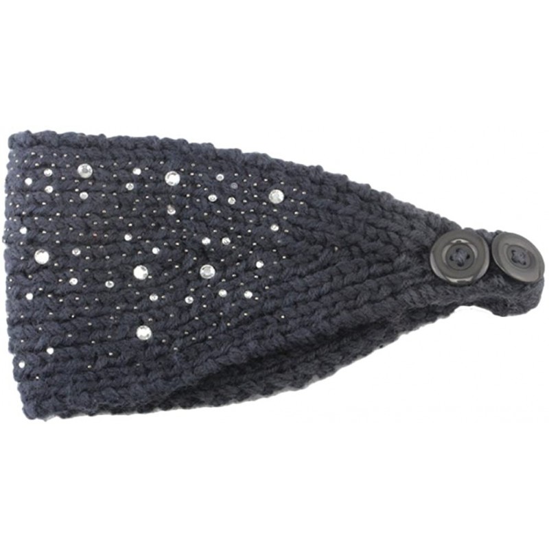Skullies & Beanies Women Fashion Crochet Rhinestone Headband Knitted Hat Cap Headwrap Band - Dark Grey - CH187ININNO $19.90