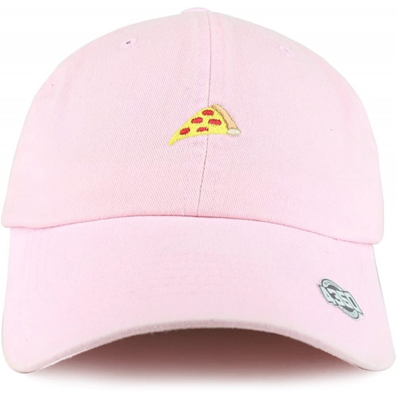 Baseball Caps Pizza Fastfood Embroidered Washed Cotton Unstructured Dad Hat - Pink - C5187C8T6ER $26.68
