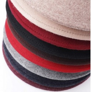 Bucket Hats 100% Wool Vintage Felt Cloche Bucket Bowler Hat Winter Women Church Hats - Red50 - CF18W9470MM $47.69