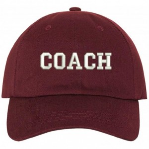 Baseball Caps Coach Dad Hat - Burgundy - C518RHML5M9 $31.39