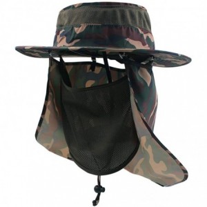 Sun Hats Outdoor Sun Hat Men Women Wide Brim Flap Fishing Cap Neck Flap & Face Cover Mask Hat - Camouflage - CP18W0R4485 $25.88