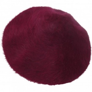 Berets Solid Color Angora French Beret Furry Artist Flat Winter Hat - Wine Without Tab - CX193G5QHA8 $61.23