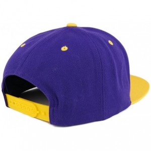 Baseball Caps Queen Two Tone Embroidered Flat Bill Snapback Cap - Purple Yellow - CL17YXLU2YR $33.64