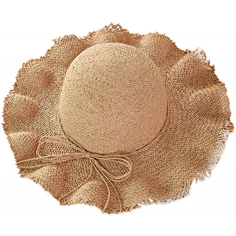 Sun Hats Manual Weave Crochet Hook Straw Boater Sun Hat - Khaki - CL18SIOSZDO $56.07