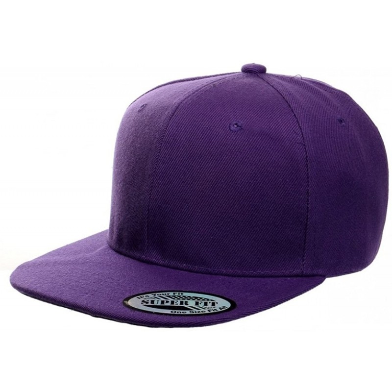 Baseball Caps Blank Solid Plain Flat Visor Snapback - Purple - C81889SWMGU $19.43