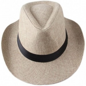 Cowboy Hats Men's Classic Cowboy Hats Trilby Fedoras - Beige - CD11XTJEZEN $22.78