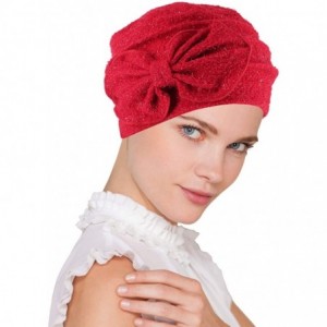 Skullies & Beanies Chemo Winter Hat Soft Ribbed Flower Bow Cloche Beanie Cancer Cap Turban - 05- Ruby Red - CK12MXJTRRP $45.18