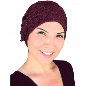 Skullies & Beanies Chemo Winter Hat Soft Ribbed Flower Bow Cloche Beanie Cancer Cap Turban - 05- Ruby Red - CK12MXJTRRP $42.95
