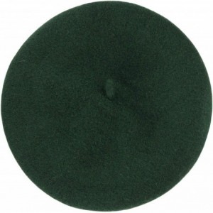 Berets French Style Lightweight Casual Classic Solid Color Wool Beret - Hunter Green - CO11NIY7EJR $18.59