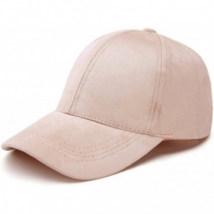 Baseball Caps Unisex Adjustable Snapback Hat Faux Suede Leather Baseball Cap - Light Pink - C517YKN0DXA $25.05