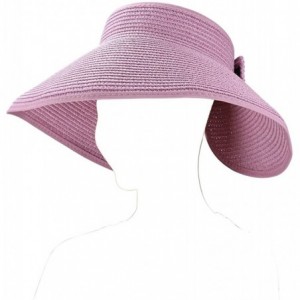 Visors Women's Bow Tie Straw Visor Summer Sun Hat - Rose - CN12IGSJGQN $30.94