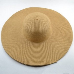 Sun Hats Floppy Wide Brim Straw Hat Women Summer Beach Cap Sun Hat - Light Tan - CK18DQAMIAY $22.78