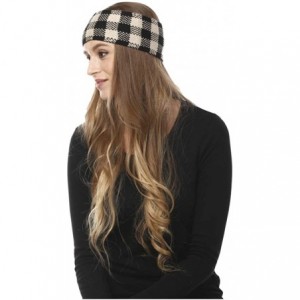 Cold Weather Headbands Women's Winter Knitted Headband Ear Warmer Head Wrap (Flower/Twisted/Checkered) - Black - Checker - CP...