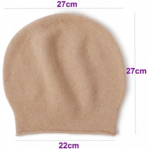 Skullies & Beanies 100% Pure Cashmere Slouchy Beanie Womens Knit Caps - Camel Flat - C718L3LG4Y8 $63.73