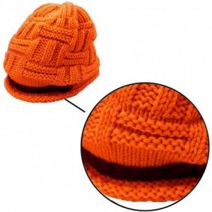 Skullies & Beanies Fashion Winter Warm Knit Beanie Crochet Cap Hat with Leather Strap - Orange - C012O88OXNM $16.81