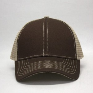 Baseball Caps Plain Two Tone Cotton Twill Mesh Adjustable Trucker Baseball Cap - Brown/Brown/Tan - CY18CXED0U0 $24.23