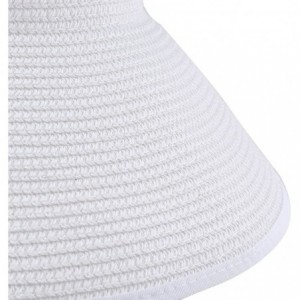 Visors Roll up Straw Wide Brim Bowknot Beach Sun Hat Visor - White - C312I60D9J1 $28.34