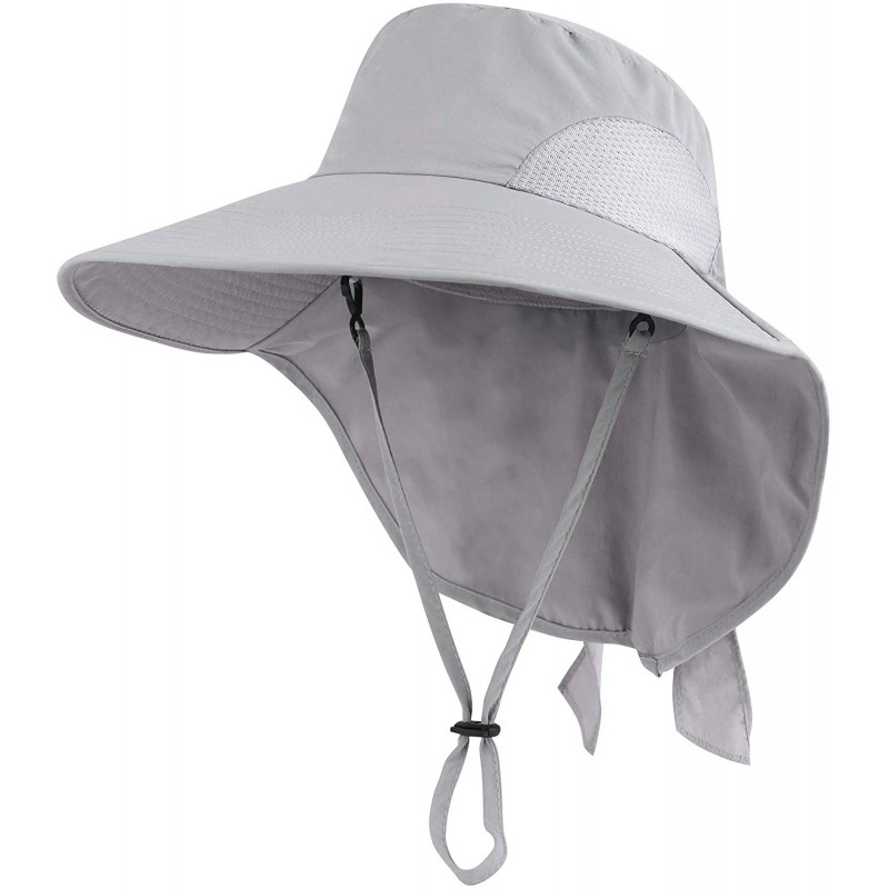 Sun Hats Womens Foldable Flap UPF 50+ UV Protective Bucket Sun Hat w/Neck Cord - Women_light Grey - C4196455Y6L $29.02
