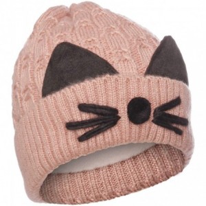 Skullies & Beanies Women's Double Pom Pom Beanie Warm Winter Knit Hat Cute Animal Look - Cat Whiskers - Mauve - CM18KC4O75K $...