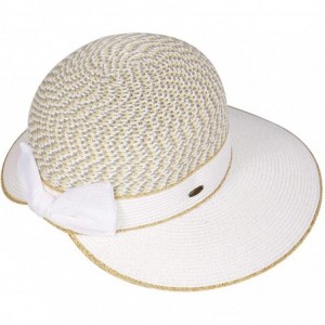 Sun Hats Beach Hats for Women Wide Brim Summer Sun hat- Floppy Paper Straw Foldable Packable - White 10 - C718RG49UDO $31.92