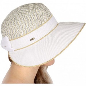 Sun Hats Beach Hats for Women Wide Brim Summer Sun hat- Floppy Paper Straw Foldable Packable - White 10 - C718RG49UDO $35.07