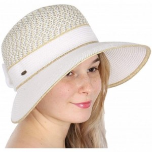 Sun Hats Beach Hats for Women Wide Brim Summer Sun hat- Floppy Paper Straw Foldable Packable - White 10 - C718RG49UDO $35.07