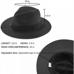Sun Hats Womens Straw Panama Hat Wide Brim Sun Beach Hats with UV UPF 50+ Protection for Both Women Men - Black-a - CB18UC9GD...