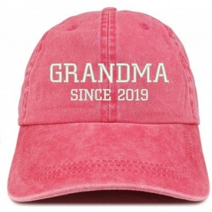 Baseball Caps Grandma Since 2019 Embroidered Washed Pigment Dyed Cap - Red - CF180OSKGHQ $33.41