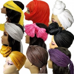 Headbands Head Wrap Scarf Turban - Long Black Head Scarf Wrap Turban Hair Scarf Tie Color Headband 1 or 2 Set - 4b Black - CJ...