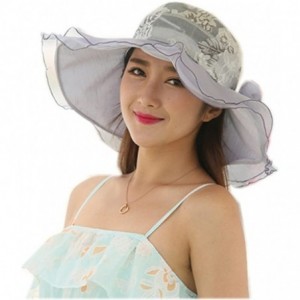 Sun Hats Womens Kentucky Derby Hats Organza Church Hat for Wedding Tea Party MZW0100 - Grey - CH17YX4YIZ4 $21.20