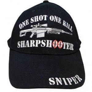 Skullies & Beanies One Shot One Kill Sniper Rifle U.S. Armed Forces Black Embroidered Cap Hat - CH18883DXAI $21.45