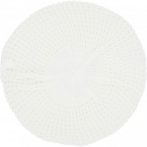 Berets Womens Lightweight Cut Out Knit Beanie Beret Cap Crochet Hat - Many Styles - Off White Open Knit - CT12LCQ54TJ $26.35
