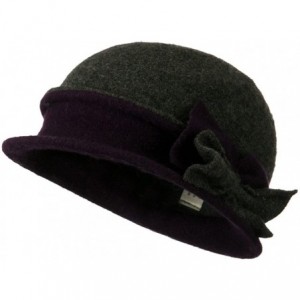 Bucket Hats 2 Toned Boiled Wool Bucket Hat with Bow Detail - Grey - C411BKZUS8P $58.77