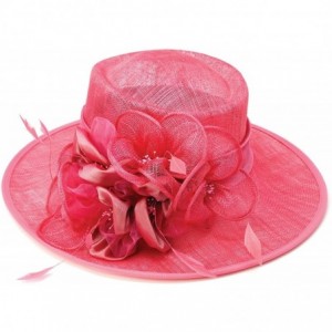 Fedoras Womens Wide Brim Bow Sinamay Fashion Hat - Hot Pink - CO18CGHKWQS $98.31