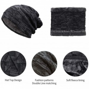 Skullies & Beanies 2-Pieces Winter Beanie Hat Scarf Set Warm Knit Hat Fleece Lined Skull Cap Neck Warmer Thick Scarf for Men ...