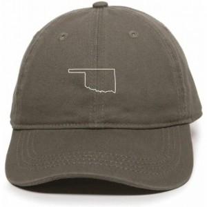 Baseball Caps Oklahoma Map Outline Dad Baseball Cap Embroidered Cotton Adjustable Dad Hat - Olive - CJ18ZO56ISI $32.28