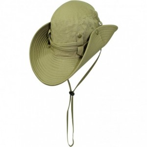 Sun Hats Safari Style Cotton Hat with Chin Cord & Side Snaps - Khaki - C011LO2TN8P $34.44