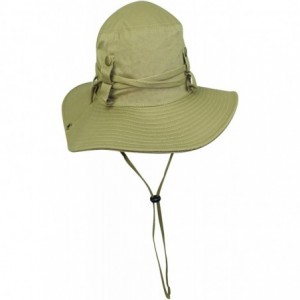 Sun Hats Safari Style Cotton Hat with Chin Cord & Side Snaps - Khaki - C011LO2TN8P $34.44
