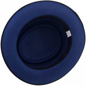 Fedoras Unisex Felt Pork Pie Cap Porkpie Hat Upturn Short Brim Black Ribbon Band - Royal Blue - CB183MMWYUY $22.74