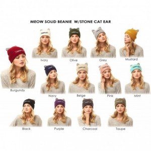 Skullies & Beanies Women Fashion Winter Fall Soft Knitted Multi Color Animal Print Cat Ear Beanie Hats - CI18YHH6TIX $17.70