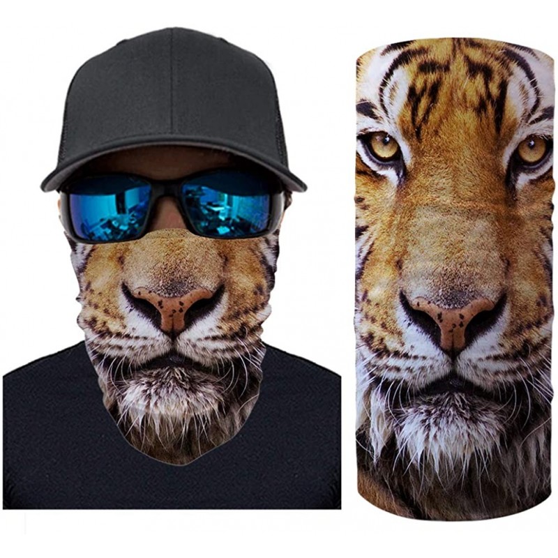 Balaclavas Cool 3D Animal Print Bandana for Men Women Neck Gaiter Scarf Dust Wind Balaclava Headband - Tiger - CK197Y7UAZ6 $2...