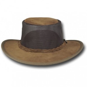 Sun Hats Foldaway Cooler Leather Hat - Item 1068 - Hickory - C311BHMN6PD $88.32