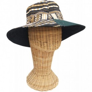 Skullies & Beanies Large Rimmed American South Sunhat African Dashiki Printed Hat - Green Brown - CK18KQHH9DR $49.61