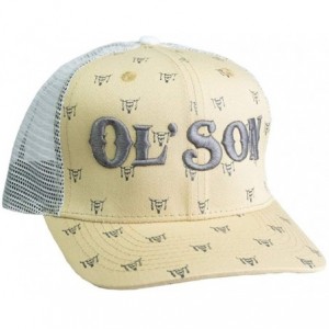 Baseball Caps Ol' Son Adjustable Snapback Hat - Pale Yellow/Skull Print - CP18ZDXNNHG $60.87
